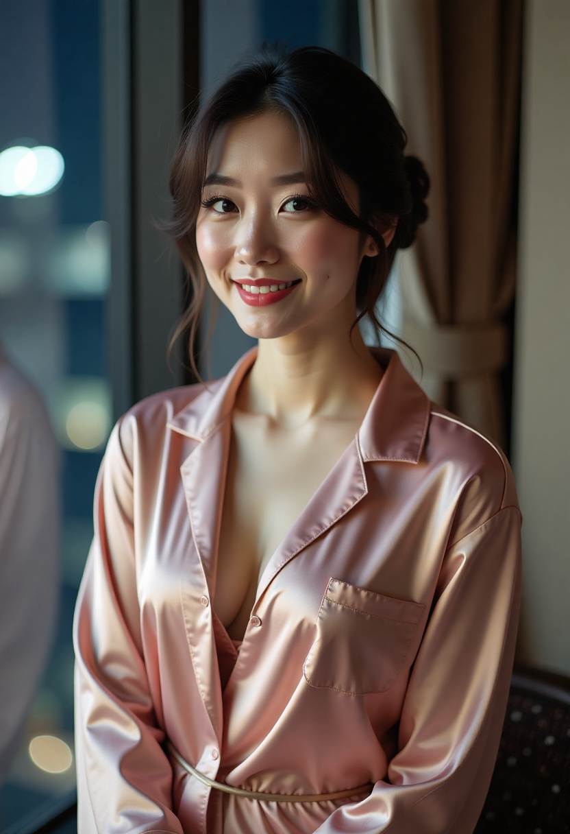夜色中的老街与亮灯窗户